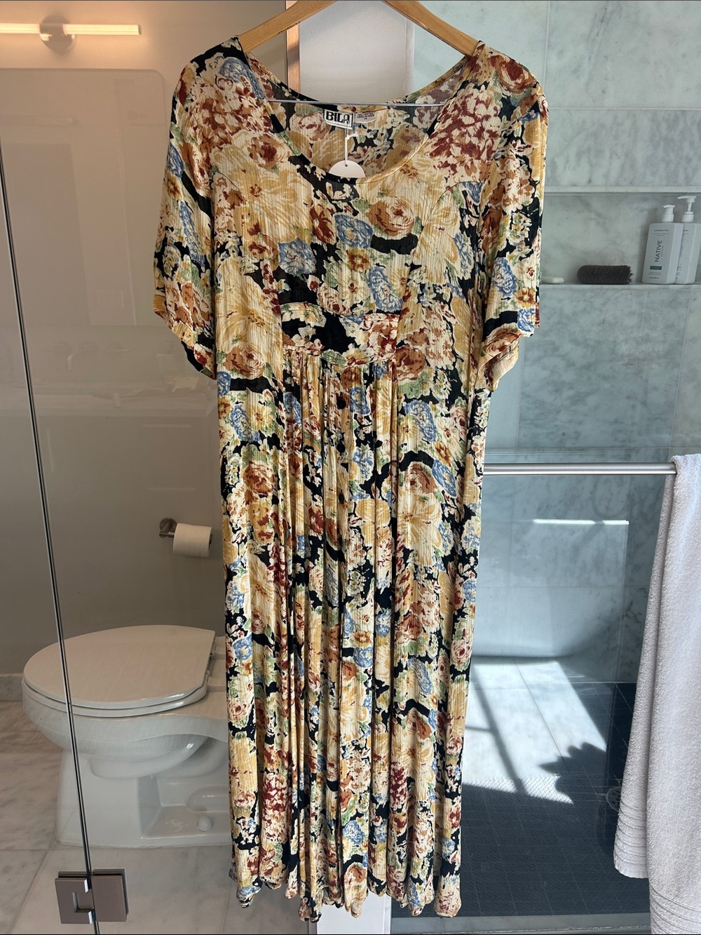 Bila Floral Maxi Dress - Yellow, Black, Blue